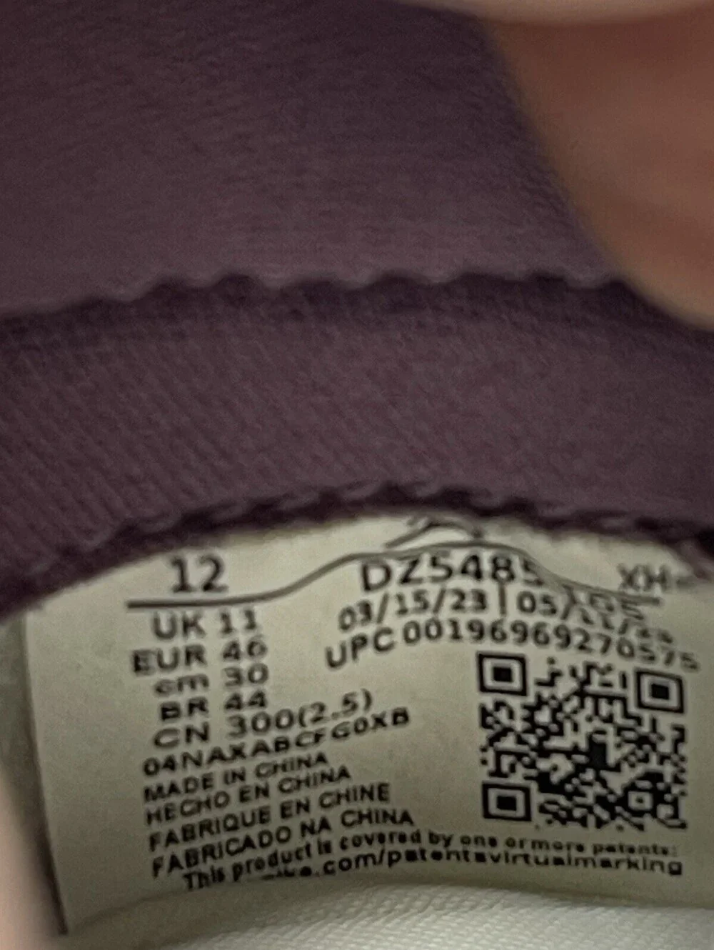 Air Jordan 1 Retro High OG Mauve Size 12 Mens DZ5485-105 White Purple Leather